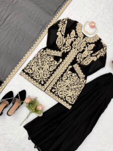 Presenting New Designer Embroidery work Top plazzo with dupatta set - Image 16