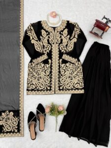 Presenting New Designer Embroidery work Top plazzo with dupatta set - Image 15