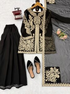 Presenting New Designer Embroidery work Top plazzo with dupatta set - Image 14