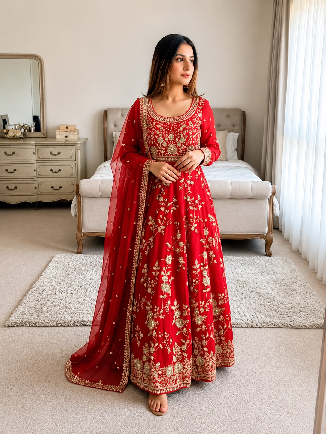 IMG-20260714-WA0385 Presenting New Designer Heavy Embroidery work Gown pant with duppata collection - Image 1