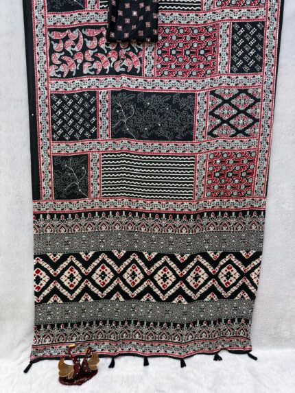 Presenting New Beautiful Ajrakh print Saree Collection