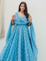 Presenting New Designer Gown with Embroidery work Duppata set - Image 3