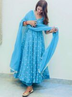 Presenting New Designer Gown with Embroidery work Duppata set - Image 5