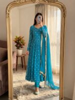 Presenting New Designer Gown with Embroidery work Duppata set - Image 7