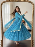 Presenting New Designer Gown with Embroidery work Duppata set - Image 6