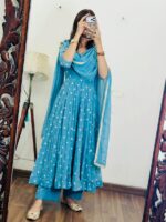 Presenting New Designer Gown with Embroidery work Duppata set