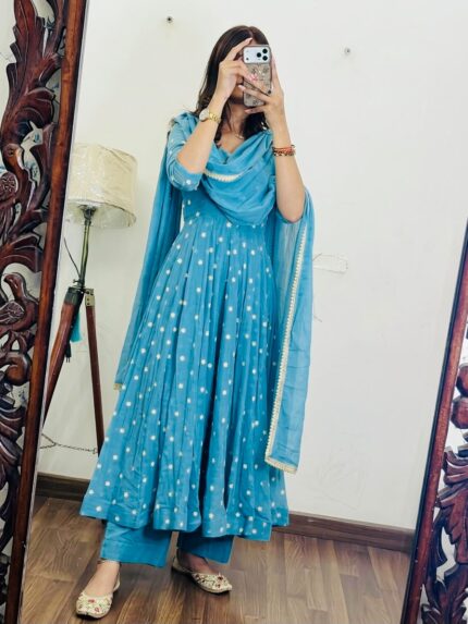 Presenting New Designer Gown with Embroidery work Duppata set