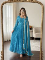 Presenting New Designer Gown with Embroidery work Duppata set - Image 4