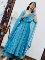 Presenting New Designer Gown with Embroidery work Duppata set - Image 2