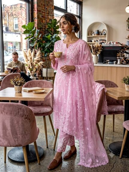 Presenting New Designer Embroidery work Top plazzo with dupatta set