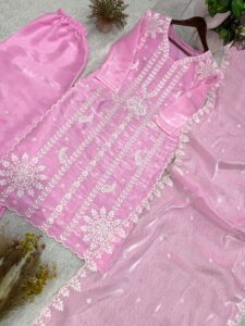 Presenting New Designer Embroidery work Top plazzo with dupatta set - Image 6