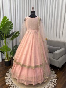 Presenting New 3 pieces set Gown Lahenga with duppata set - Image 9