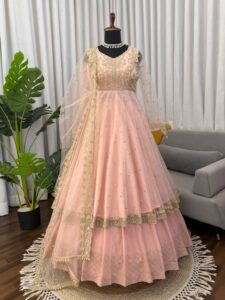 Presenting New 3 pieces set Gown Lahenga with duppata set