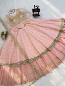 Presenting New 3 pieces set Gown Lahenga with duppata set - Image 13
