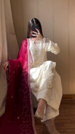 Presenting New Festival special Heavy sequence Embroidery work Top plazzo with dupatta set - Image 2