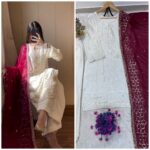 Presenting New Festival special Heavy sequence Embroidery work Top plazzo with dupatta set - Image 3