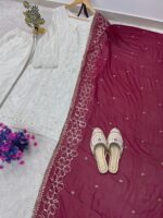 Presenting New Festival special Heavy sequence Embroidery work Top plazzo with dupatta set - Image 8