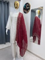Presenting New Festival special Heavy sequence Embroidery work Top plazzo with dupatta set - Image 10