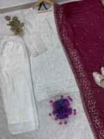 Presenting New Festival special Heavy sequence Embroidery work Top plazzo with dupatta set - Image 7