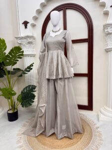 Presenting New Designer Top plazzo with dupatta set - Image 10