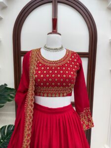 Presenting New Designer Heavy Embroidery work Lahenga choli collection - Image 8
