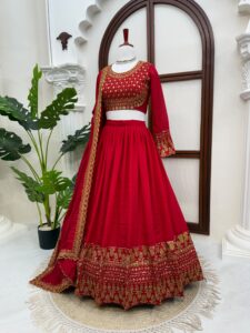 Presenting New Designer Heavy Embroidery work Lahenga choli collection - Image 6