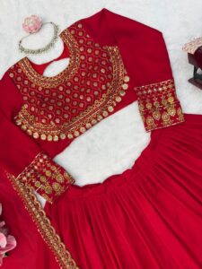 Presenting New Designer Heavy Embroidery work Lahenga choli collection - Image 12