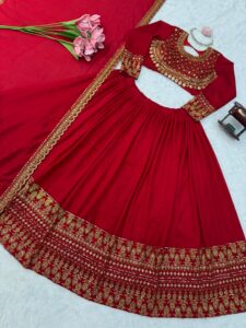 Presenting New Designer Heavy Embroidery work Lahenga choli collection - Image 11
