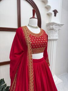 Presenting New Designer Heavy Embroidery work Lahenga choli collection - Image 7