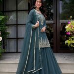 Presenting New Designer Embroidery work Lahenga and Duppata set