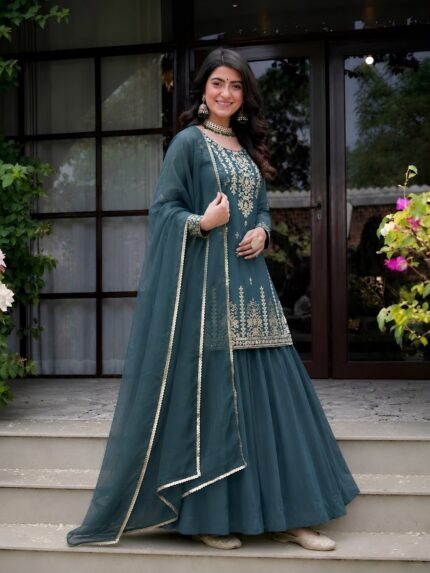 Presenting New Designer Embroidery work Lahenga and Duppata set