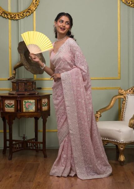 Presenting New Designer Georgette embroidery work saree collection