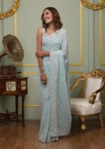 Presenting New Designer Georgette embroidery work saree collection - Image 7