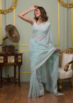 Presenting New Designer Georgette embroidery work saree collection - Image 9