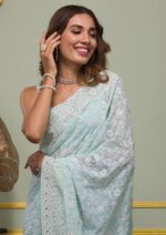Presenting New Designer Georgette embroidery work saree collection - Image 10