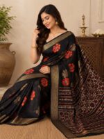 Presenting New Super Trending Black Flower print saree collection - Image 2