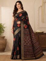 Presenting New Super Trending Black Flower print saree collection