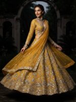 Launching New 4 meter flared premium quality soft net Lahenga choli collection - Image 12