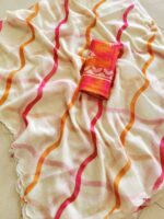 Presenting New Plain Linen All over Laheria Digital printed saree collection - Image 3