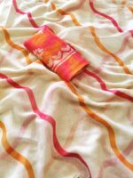 Presenting New Plain Linen All over Laheria Digital printed saree collection - Image 6
