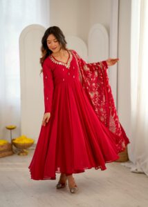 Presenting New Embroidered sequence Mirror work Anarkali suit collection - Image 11