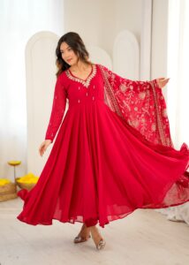 Presenting New Embroidered sequence Mirror work Anarkali suit collection - Image 4