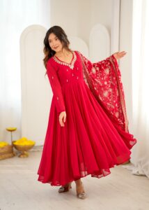 Presenting New Embroidered sequence Mirror work Anarkali suit collection - Image 13