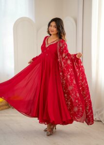 Presenting New Embroidered sequence Mirror work Anarkali suit collection - Image 10