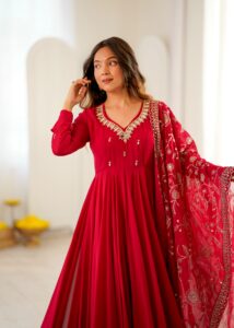 Presenting New Embroidered sequence Mirror work Anarkali suit collection - Image 7
