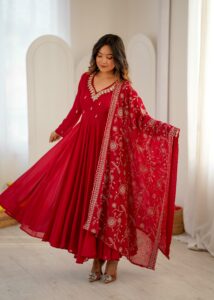 Presenting New Embroidered sequence Mirror work Anarkali suit collection