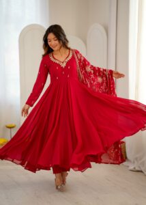 Presenting New Embroidered sequence Mirror work Anarkali suit collection - Image 5