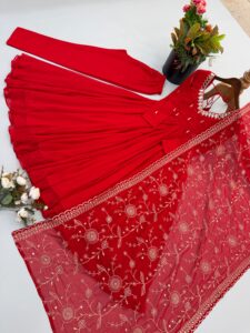 Presenting New Embroidered sequence Mirror work Anarkali suit collection - Image 17