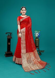 Presenting New pure jacquard weaving organza silk all over saree collection