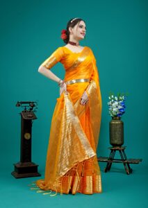 Presenting New pure jacquard weaving organza silk all over saree collection - Image 7